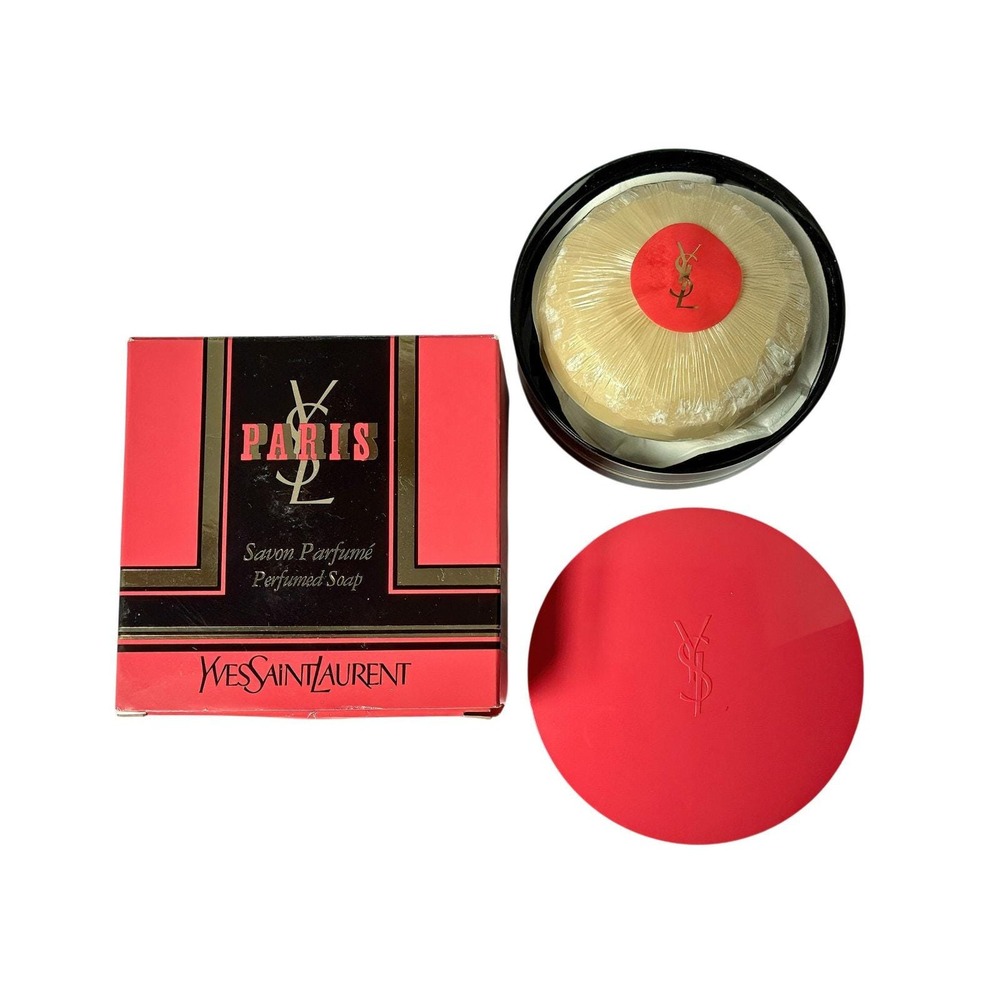 Vintage YSL Paris Perfumed Soap Sealed Box with Travel Case Net Wt 3.5 Oz